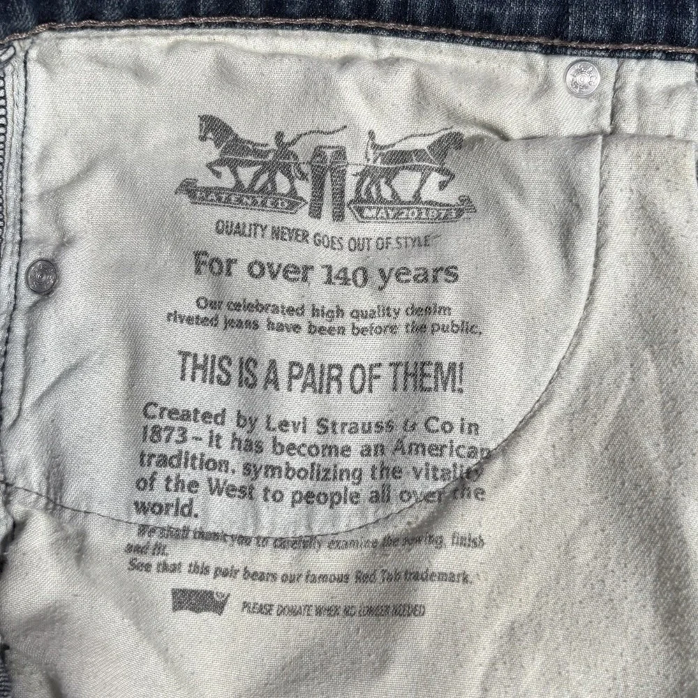 Levis 511 Jeans Men 37x29 Slim Fit Straight Leg Dark Blue Denim Faded Distressed